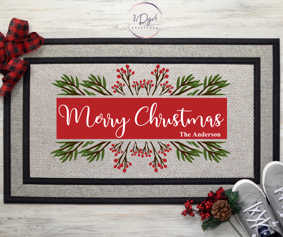 Merry Christmas Mistletoes Doormat (Personalized)