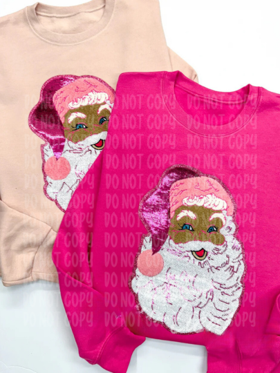 Pink Santa Sequins Patch Sweatshirt