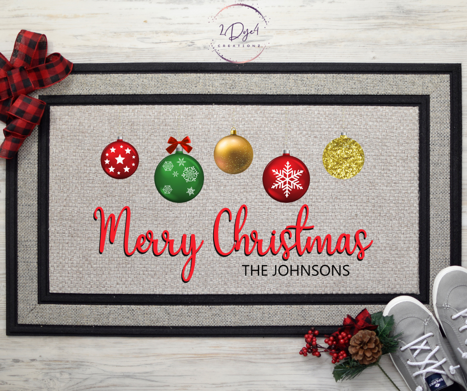 Merry Christmas Ornaments Doormat (Personalized)