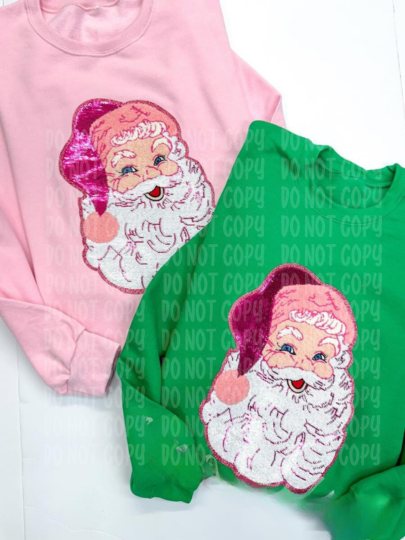 Pink Santa Sequins Patch Sweatshirt